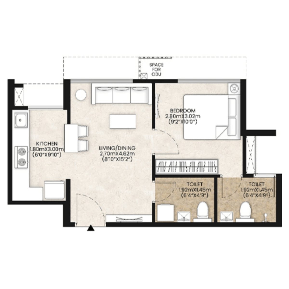 Mahindra-Happinest-Floor-Plan-1-BHK-364-sqft-