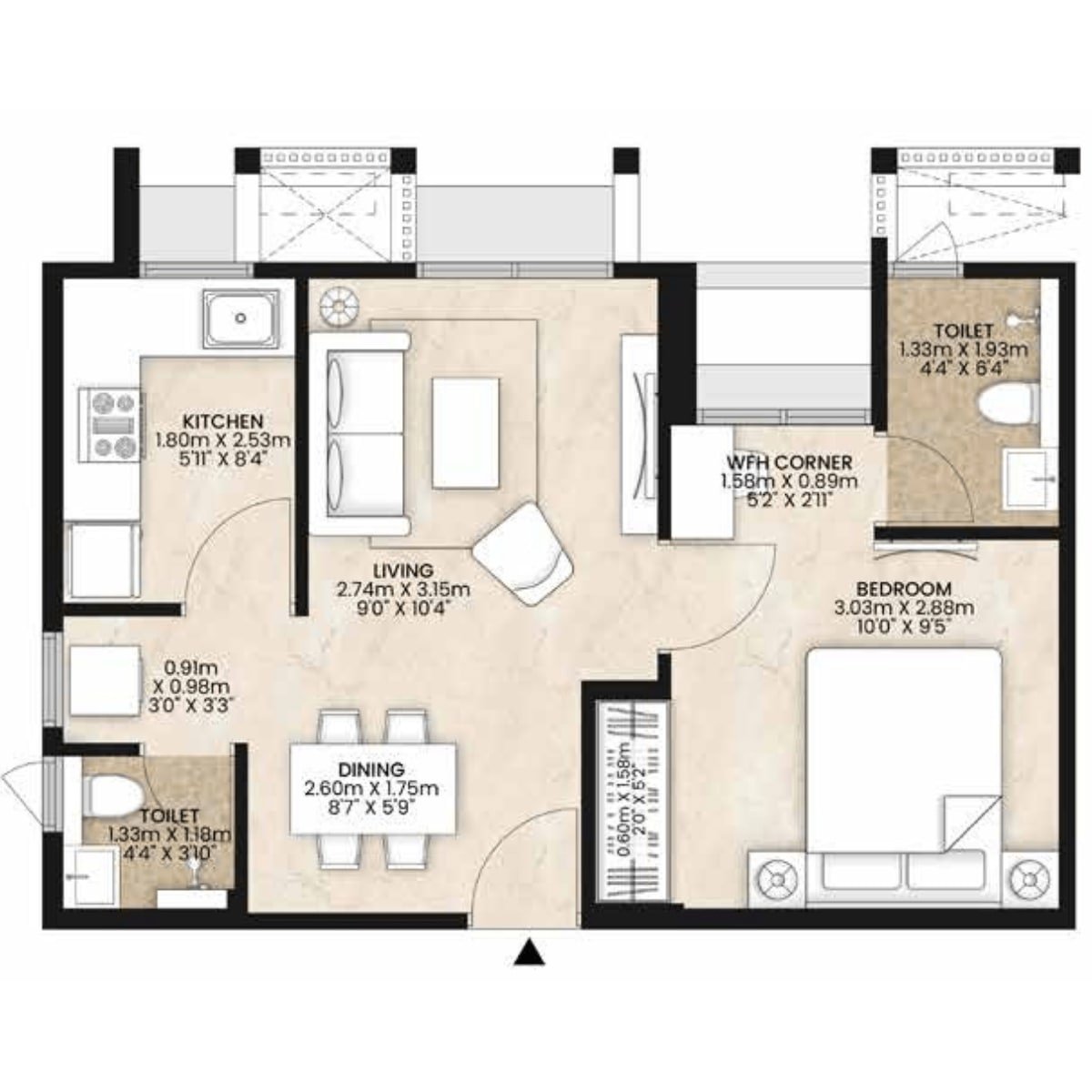 Mahindra-Happinest-Floor-Plan-1-BHK-Unit-A-393-sqft